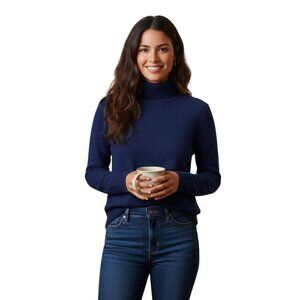 Lord & Taylor Royal Baby Blue 100% Cashmere Turtleneck Sweater Size S